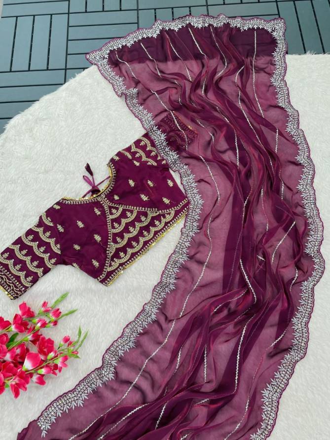 Manna Jk Pure Zimmy Choo Satin Party Wear Saree Suppliers in India